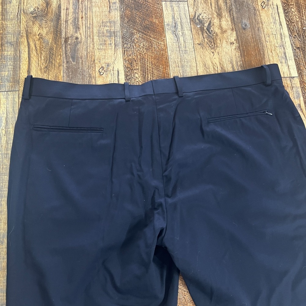 Nordstrom Mens Pants Tech Smart Trim Fit Black Wool Blend Office Career 46W - Picture 5 of 7